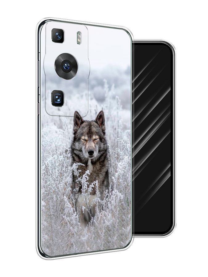 

Чехол Awog на Huawei P60/P60 Pro "Волк в поле", Белый;черный, 6121150-1