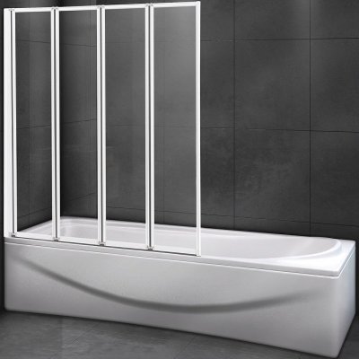 фото Cezares шторка на ванну cezares relax v-4 90х140 профиль белый стекло прозрачное