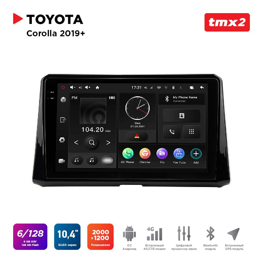 ШГУ Toyota Corolla 19+ (MAXIMUM Incar TMX2-2202-6) Android 10/2000*1200, BT, wi-fi, 4G