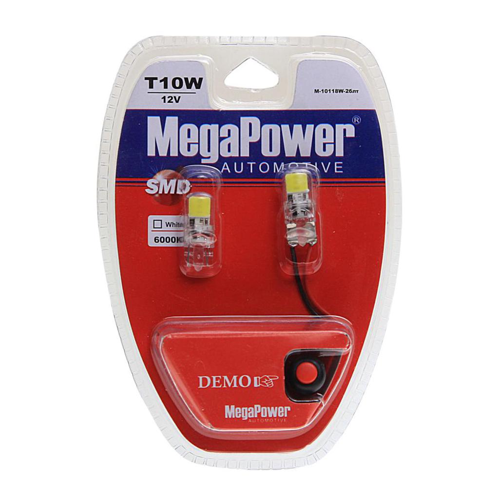 

Лампа светодиодная 12V W5W T10W W2.1x9.5d 6000K бесцокольная 2 LED блистер (2шт.) с тест.