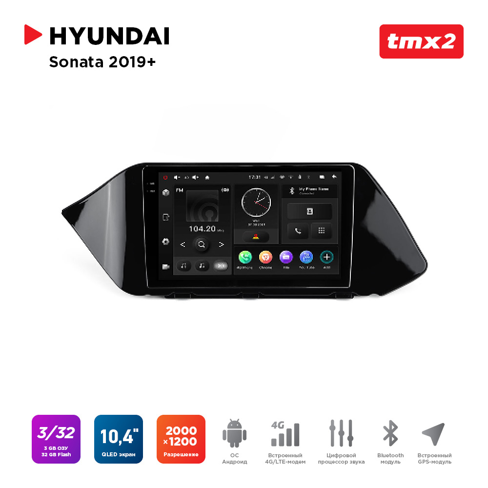 ШГУ Hyundai Sonata 19+ (MAXIMUM Incar TMX2-2441-3) Android 10/2000*1200, BT, wi-fi, 4G