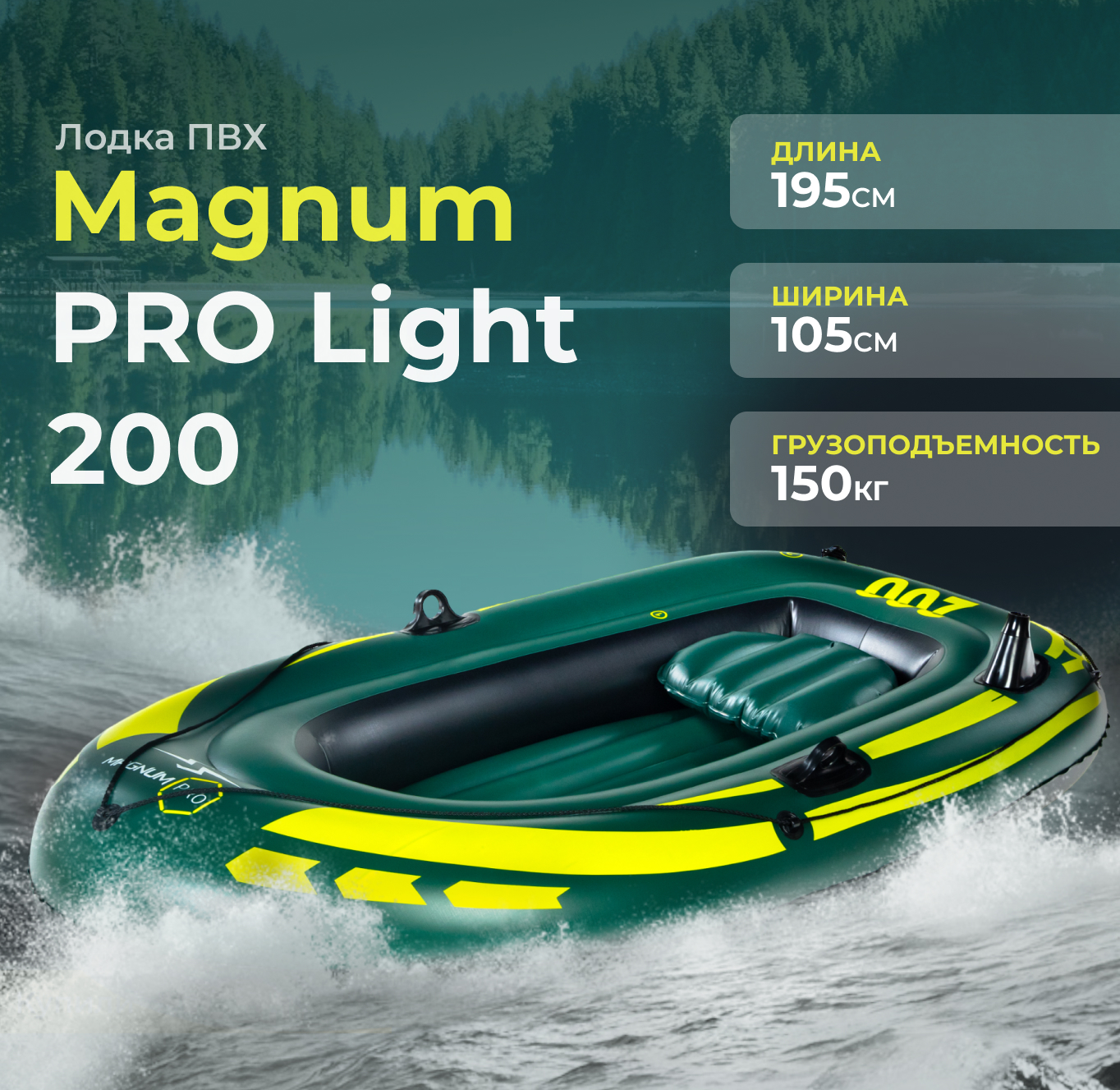 Лодка ПВХ Magnum Pro Light 200 грузоподъёмностью 150 кг