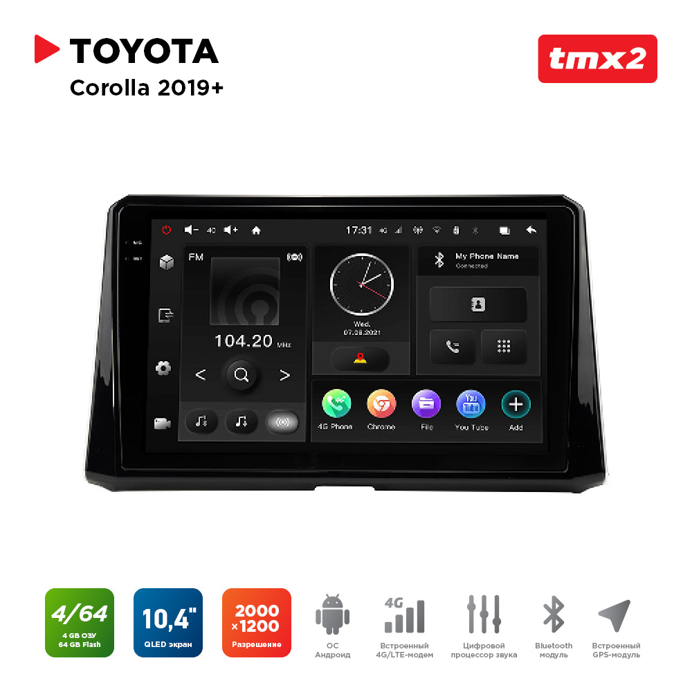 

ШГУ Toyota Corolla 19+ (MAXIMUM Incar TMX2-2202-4) Android 10/2000*1200, BT, wi-fi, 4G, TMX2-2202-4