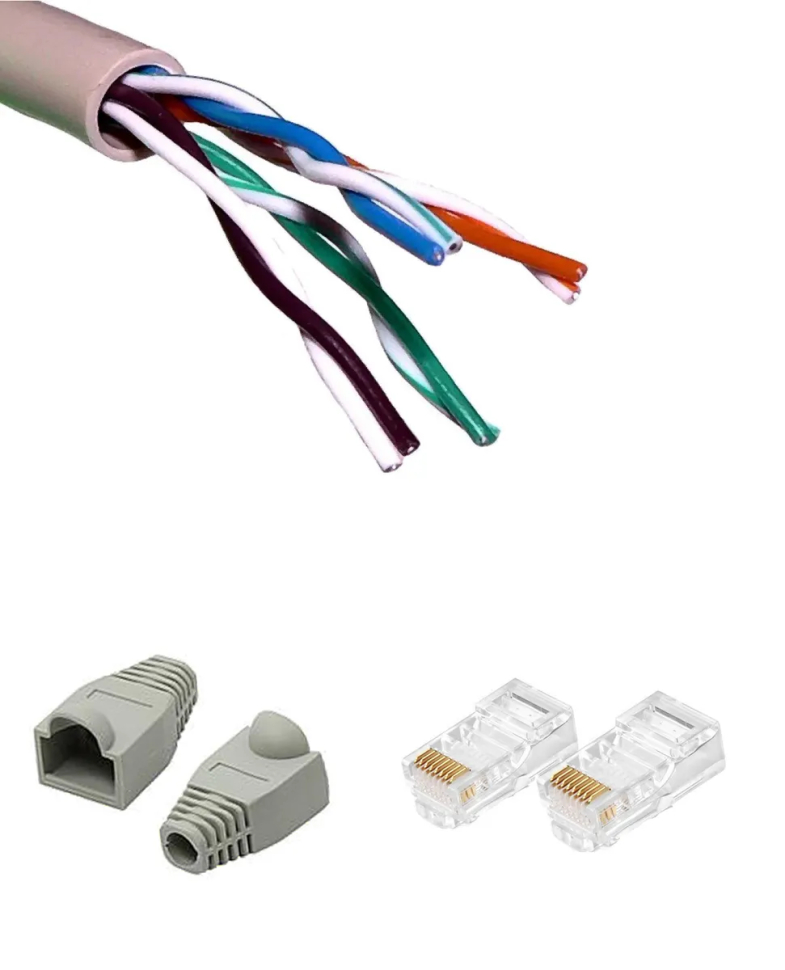 

Кабель витая пара UTP 4 пары (8 жил), чистая медь (BC), cat.5e, 24AWG, Серый