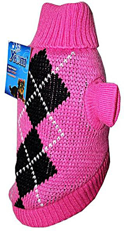 Свитер для собак Уют с орнаментом размер L 35 см розовый