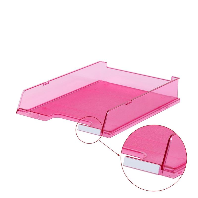 фото Лоток для бумаг han горизонтальный с индексным окном прозрачный розовый, 1258984
