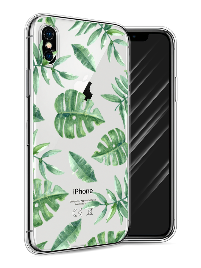 

Чехол Awog на Apple iPhone X (10) / Айфон X (10) "Нарисованные пальмовые листья", Разноцветный, 11050-4
