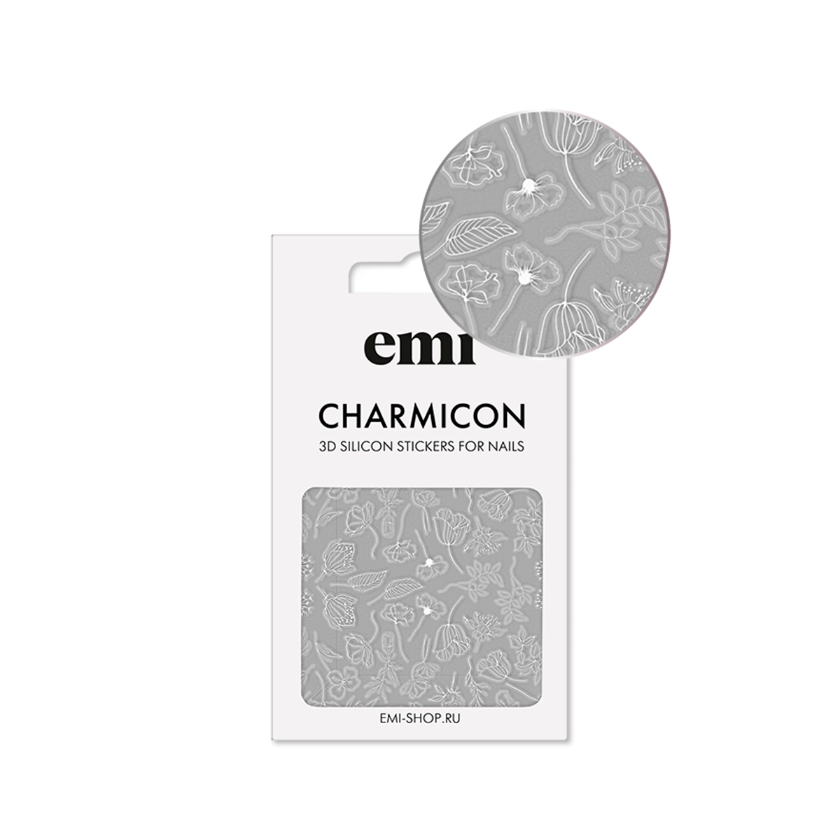 E.Mi, 3D-стикеры №177 Цветы белые Charmicon 3D Silicone Stickers e mi 3d стикеры 134 цветы mix charmicon 3d silicone stickers