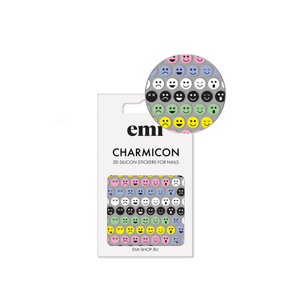 

E.Mi, 3D-стикеры №197 Цветные смайлы Charmicon 3D Silicone Stickers, Разноцветный