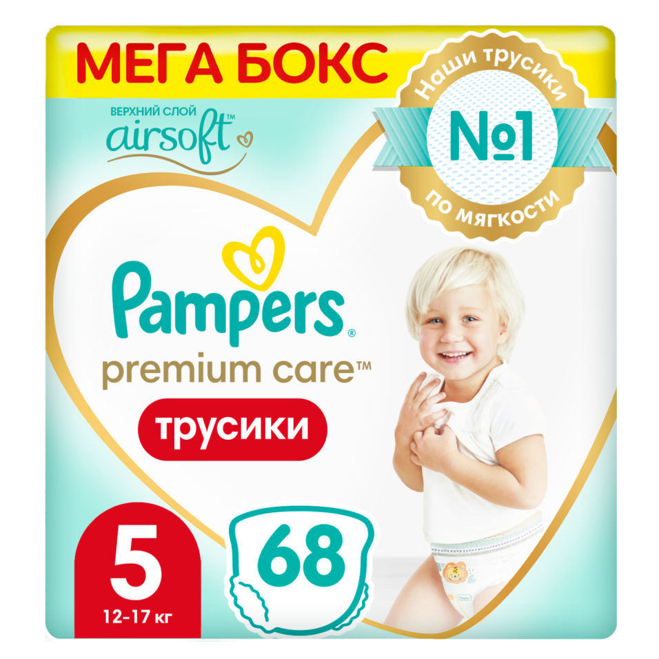 фото Подгузники-трусики pampers premium care pants junior 12-17кг 68шт procter & gamble