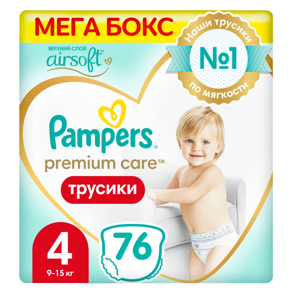 фото Подгузники-трусики pampers premium care pants maxi 9-15кг 76шт procter & gamble