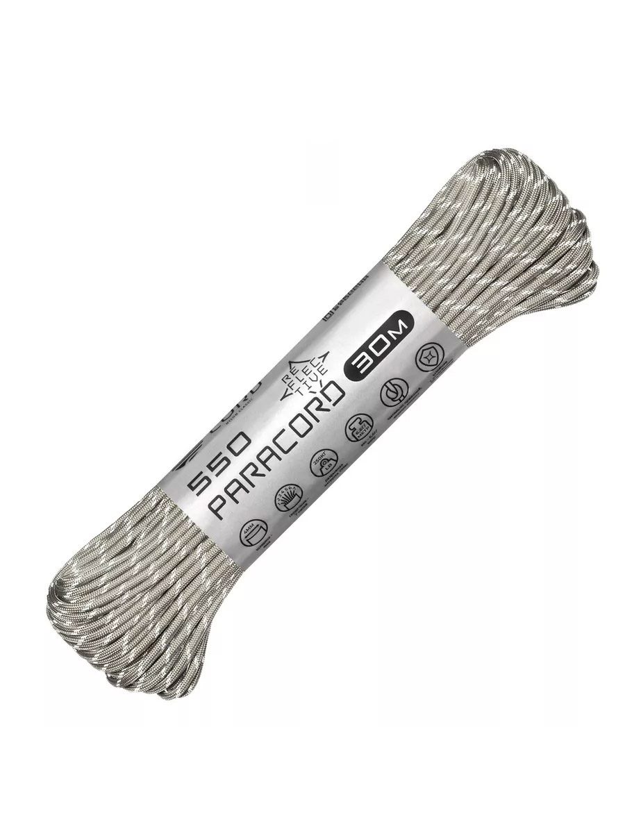 

Паракорд 550 Cord 30м световозвращающий (grey), Серый, УТ-00071777