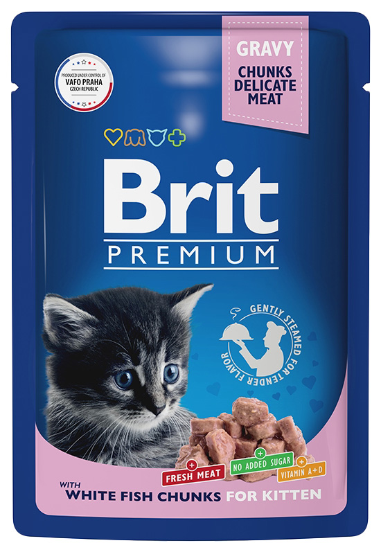 фото Влажный корм для кошек brit premium с белой рыбой в соусе, 85г