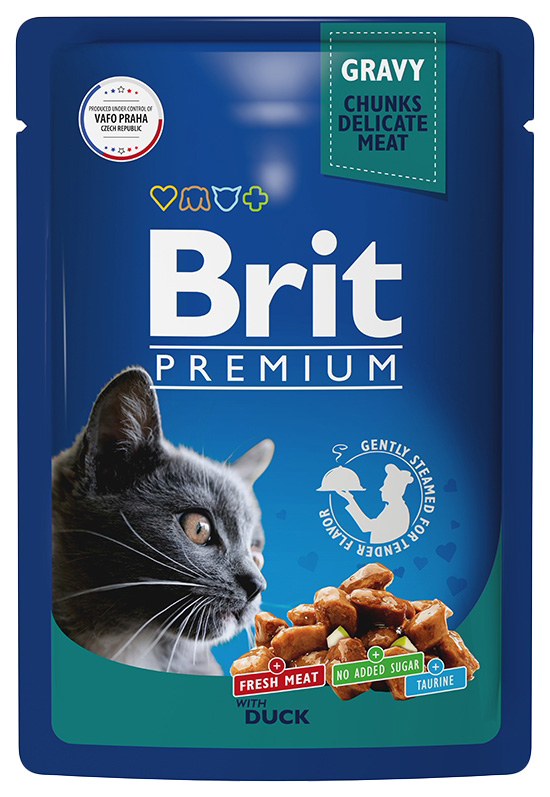 фото Влажный корм для кошек brit premium, утка, 85г