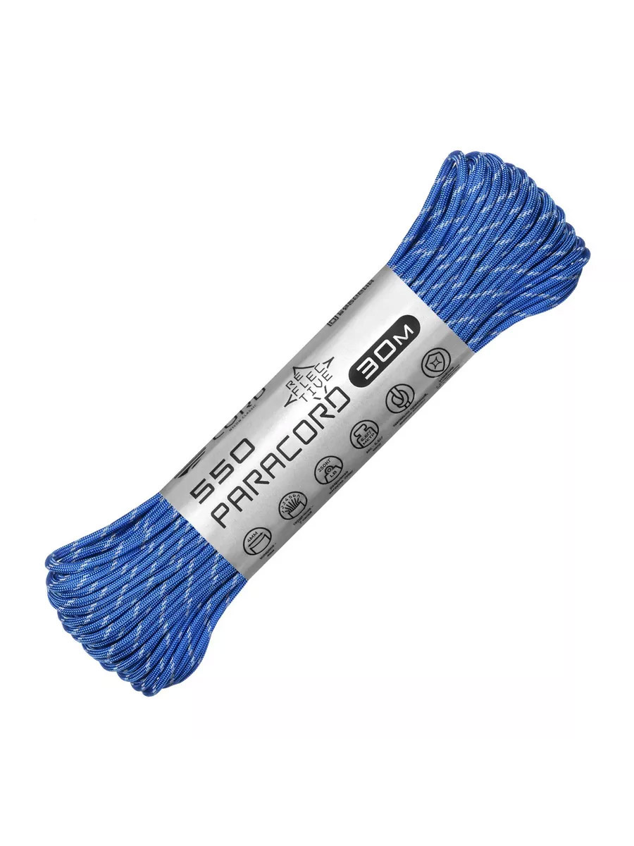 

Паракорд 550 Cord 30м световозвращающий (ultramarine blue), Голубой, УТ-00071783