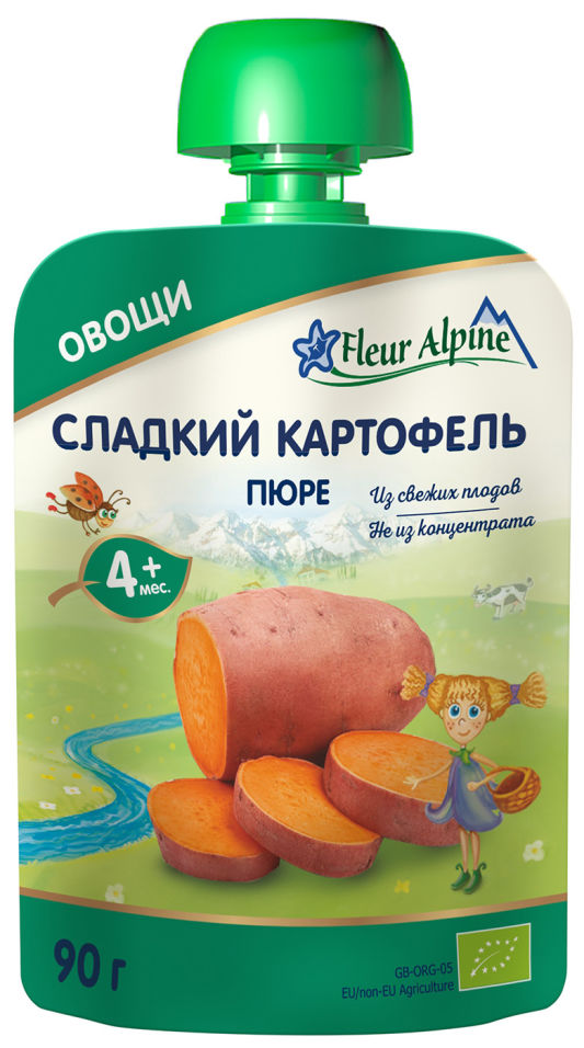 

Пюре Fleur Alpine Сладкий Картофель с 4 месяцев 90г, 1 шт., Сладкий Картофель пауч