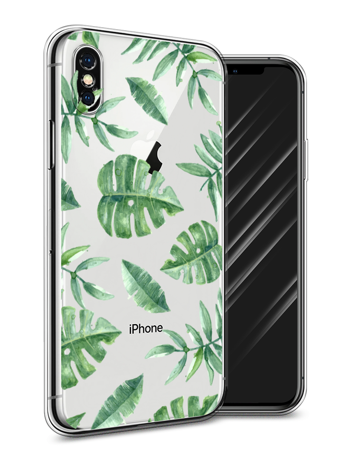 

Чехол Awog на Apple iPhone XS Max (10S Max) Нарисованные пальмовые листья", Разноцветный, 11950-4