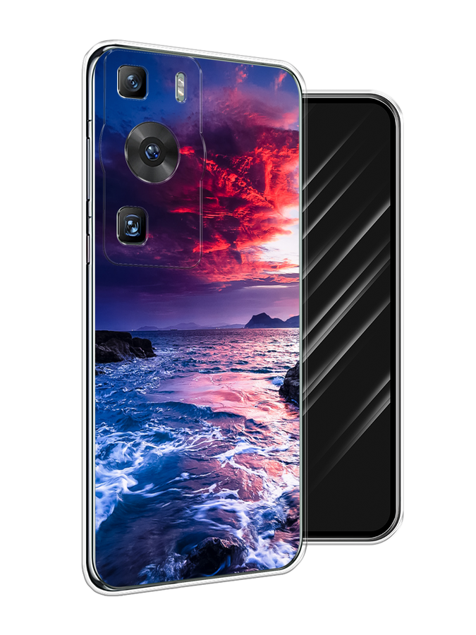 

Чехол Awog на Huawei P60/P60 Pro "Волны 1", Розовый;синий, 6121150-4