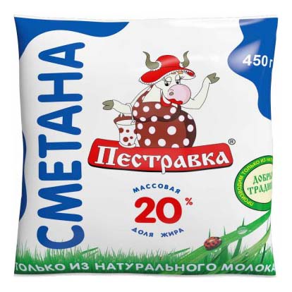 фото Сметана пестравка 20% 450 г бзмж