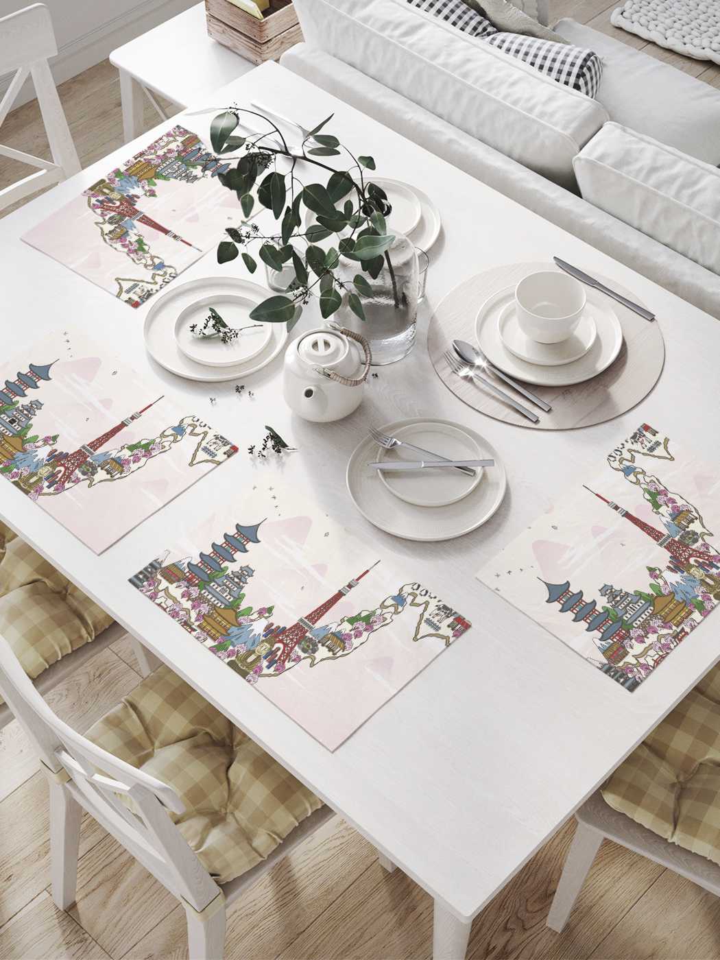 

Комплект салфеток JoyArty "Все достопримечательности в одном" 32х46 см, 4 шт., Розовый