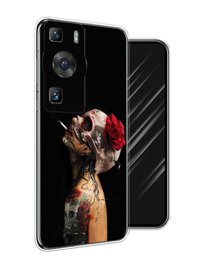 

Чехол Awog на Huawei P60/P60 Pro "Девушка с черепом", Черный;красный;бежевый, 6121150-9
