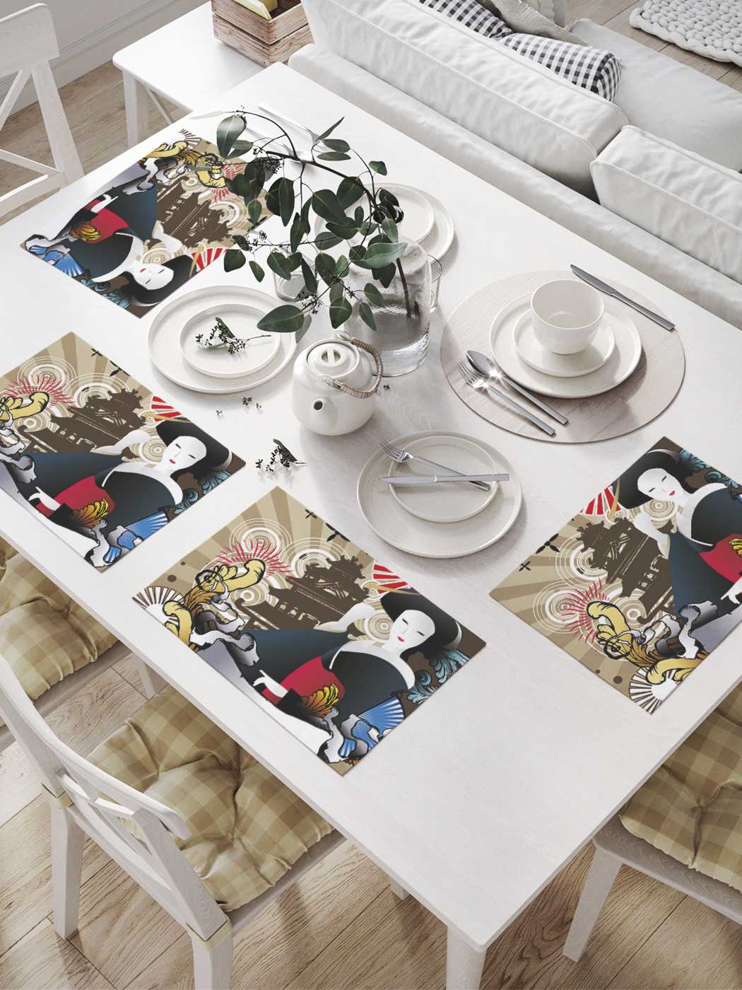 

Комплект салфеток JoyArty "Изысканная гейша" для сервировки стола 32х46 см, 4 шт., Коричневый