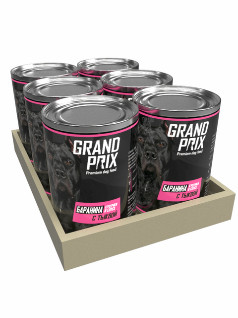 фото Консервы для собак grand prix, кусочки в соусе баранина с тыквой, 6 шт по 400 г