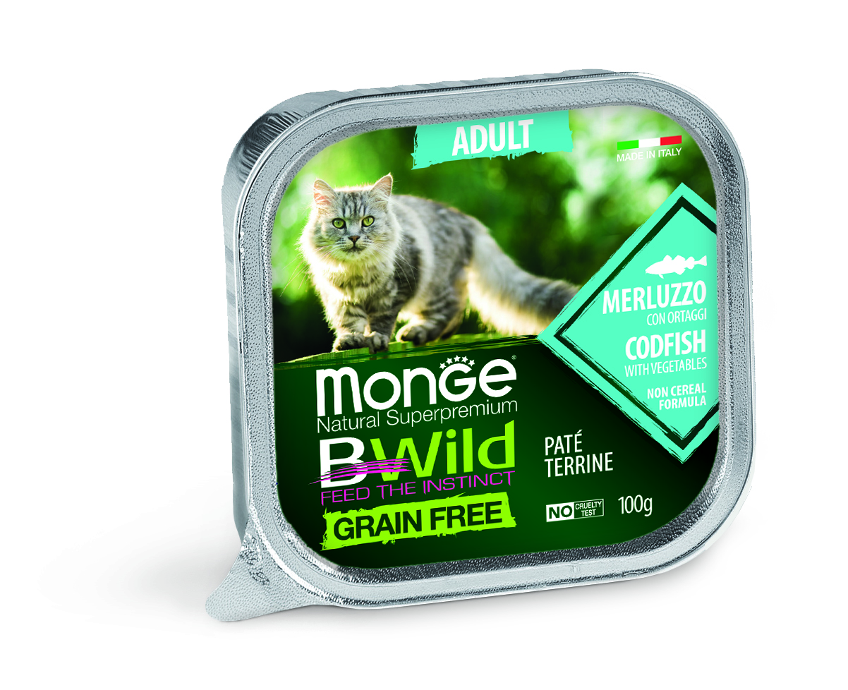 фото Влажный корм для кошек monge grain free, треска, 16шт, 100г