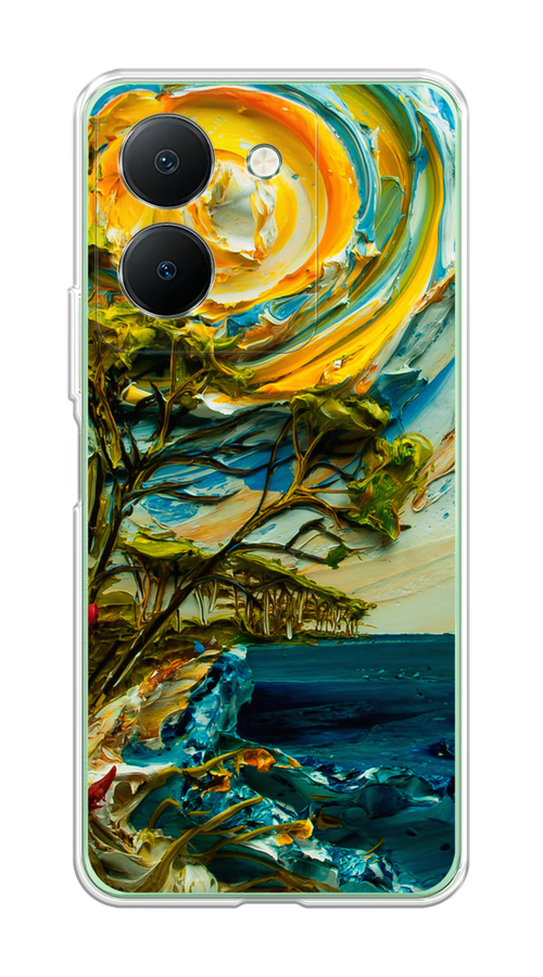

Чехол на Vivo Y27S "Солнце живопись", Желтый;синий, 269750-1