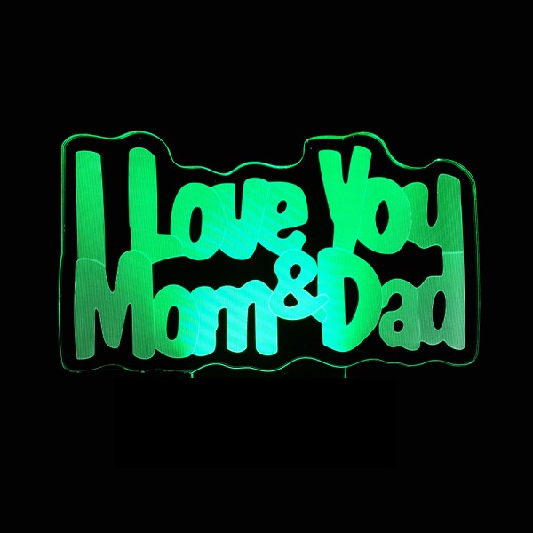 

Светодиодный 3D светильник-ночник с проекцией объемного изображения "I love Mom&Dad"