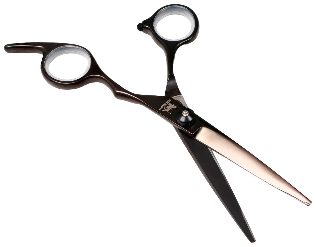 Ножницы для груминга Пижон прямые, с прорезиненным кольцом черные, 6 дюймов