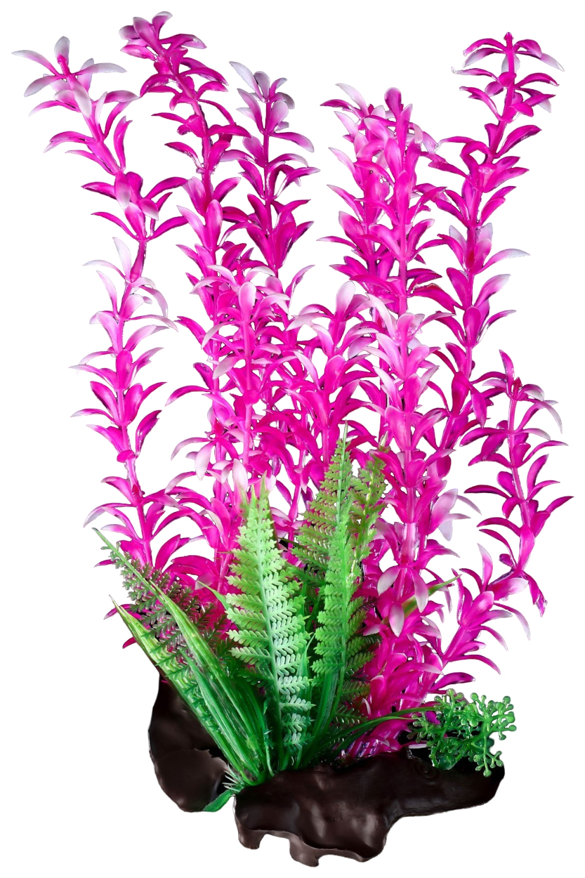 Искусственное растение для аквариума Пижон Аква на платформе в виде коряги 40 см розовое