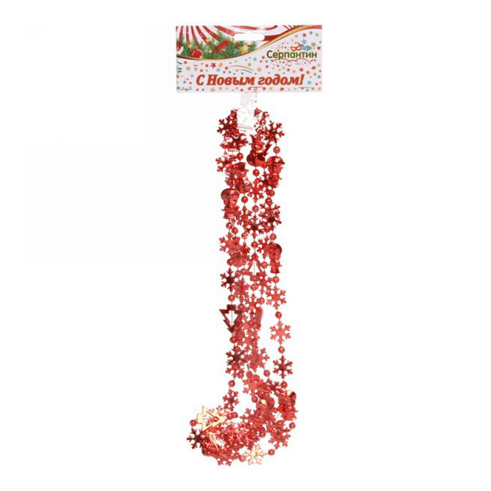 фото Бусы новогодние серпантин красные 2 м