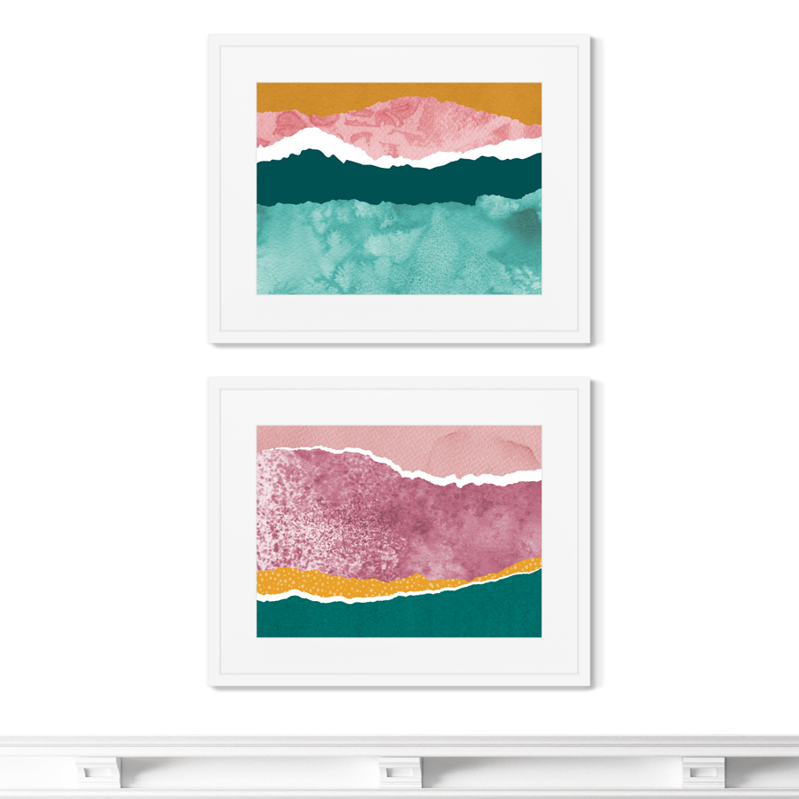 фото Набор из 2-х репродукций картин в раме layered ocean waves размер (каждой): 42х52см картины в квартиру