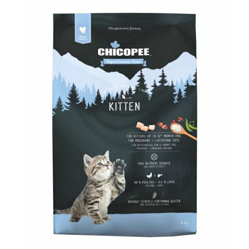 Сухой корм для котят и кормящих кошек Chicopee HNL Cat Kitten с мясом птицы, 8 кг
