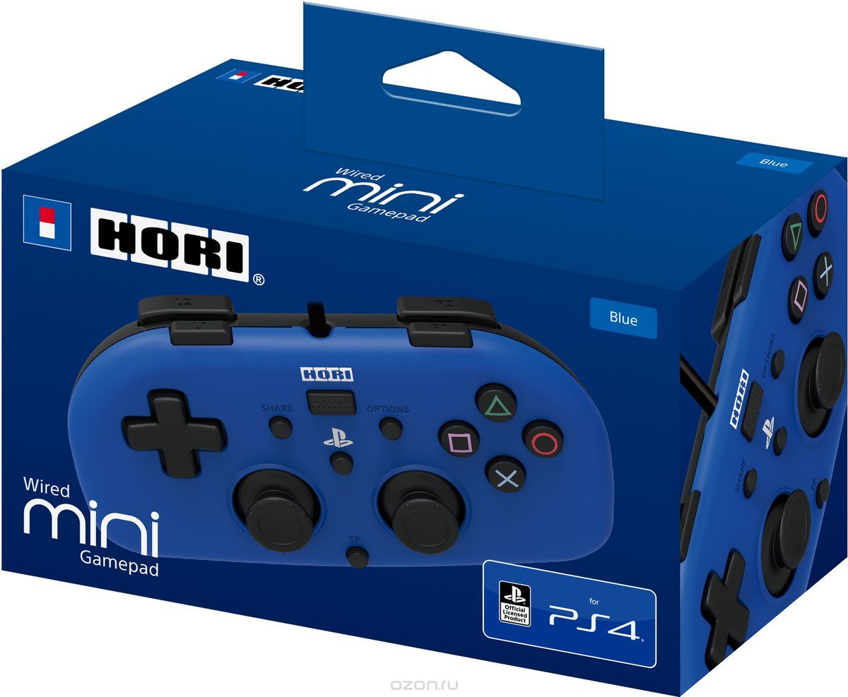 Джойстик HORI Wired MINI Gamepad Blue (PS4)
