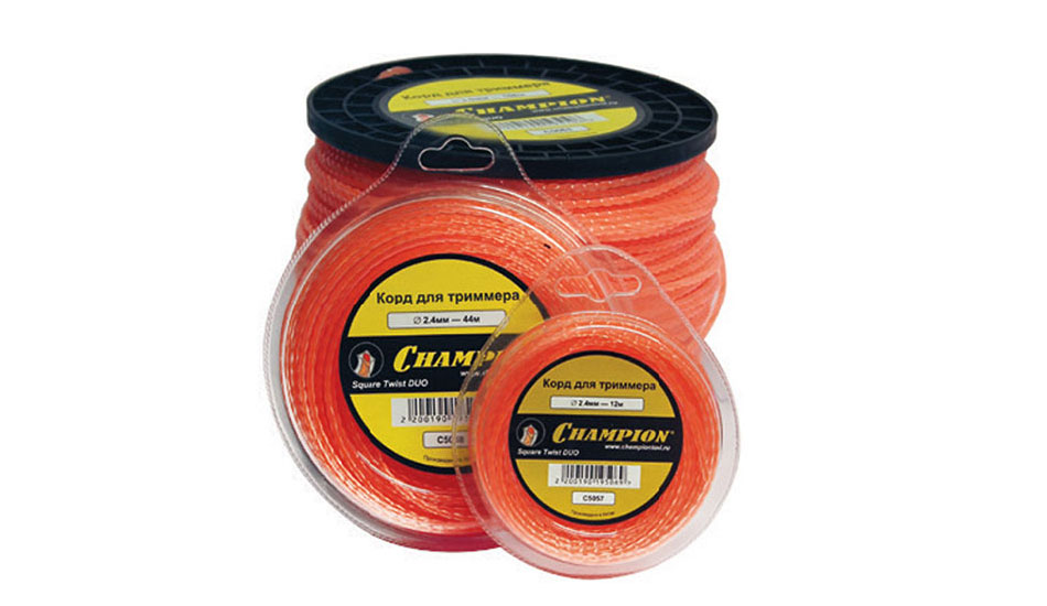 

Леска для триммера витая квадрат 2,4 мм Champion Twisted square C7018 450 м, Оранжевый, Twisted Square