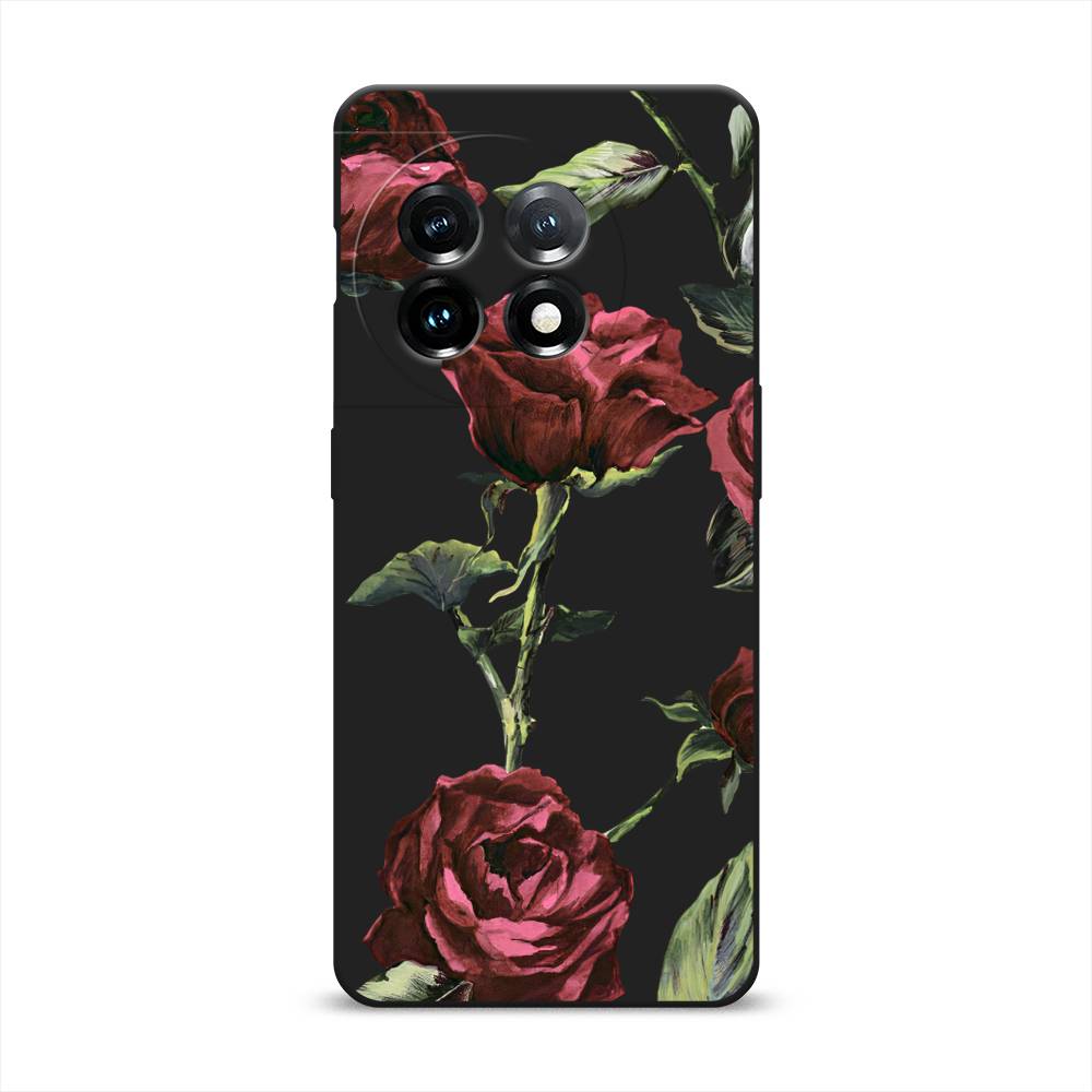 

Чехол Awog на OnePlus 11 "Бордовые розы фон", Бордовый, 153652-1