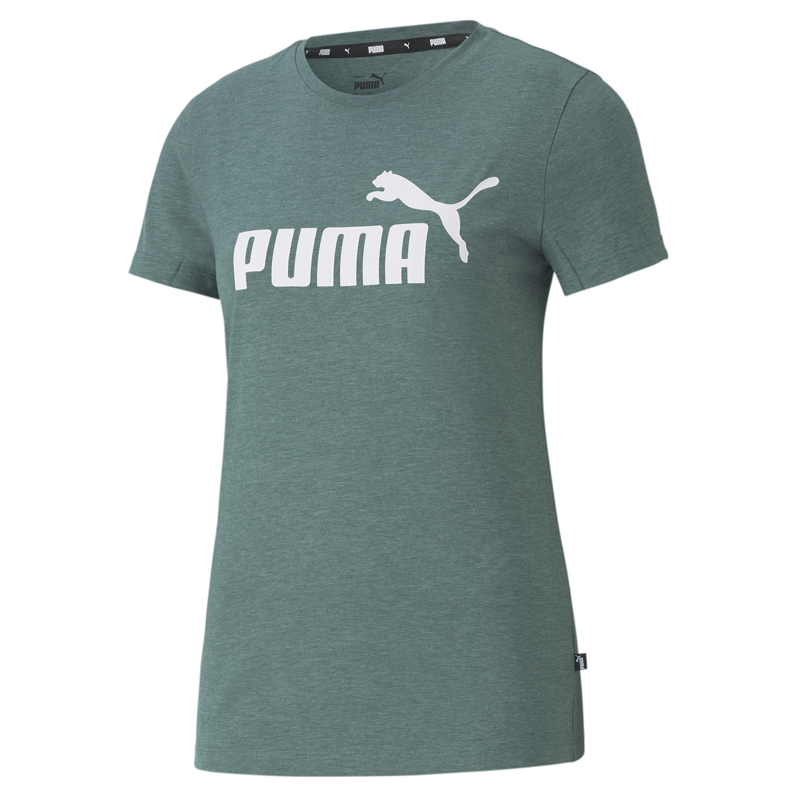 фото Футболка женская puma ess logo heather tee зеленая s