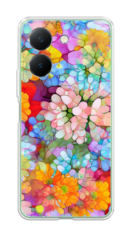 

Чехол на Vivo Y27S "Цветы витраж", Оранжевый;розовый;голубой, 269750-1