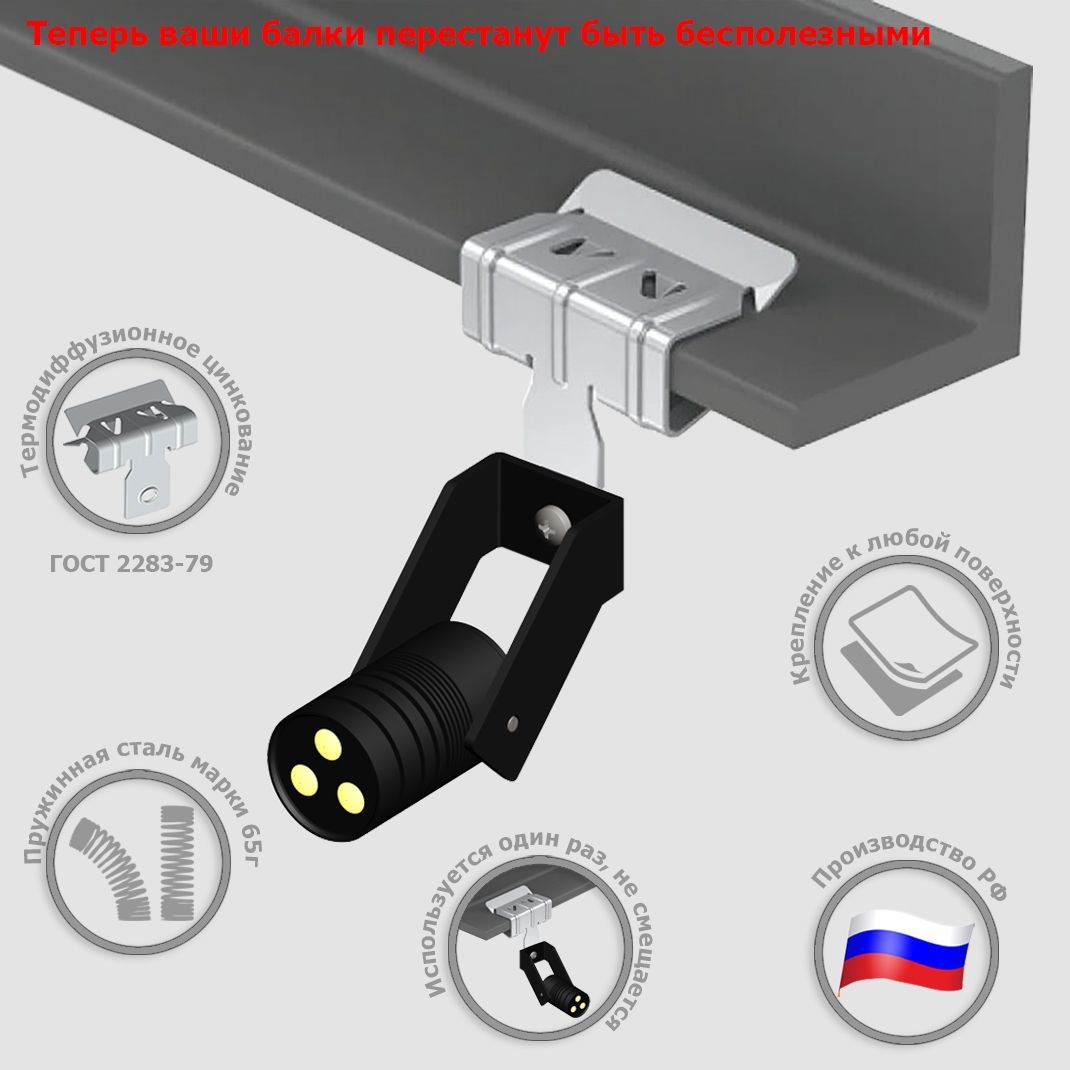 Крепление, УМС, Балочный зажим  2-7мм с резьбой М6 (в наборе 5 шт)