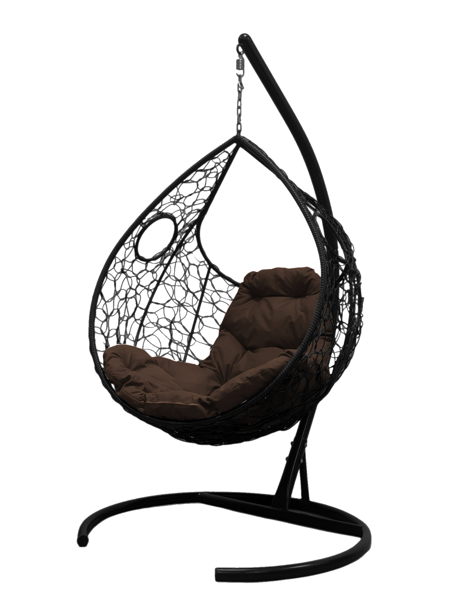 фото Подвесное кресло черный m-group долька ротанг 11150405 коричневая подушка