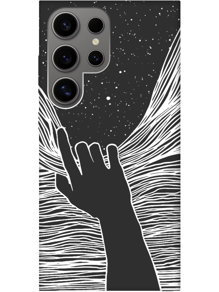 

Силиконовый чехол на Samsung Galaxy S24 Ultra с рисунком "Рука и нити" Soft Touch черный, 20011901