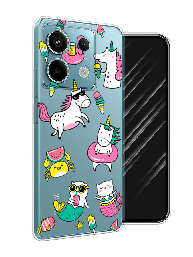 

Чехол Awog на Xiaomi Redmi Note 13 Pro 5G "На отдыхе", Белый;бирюзовый;розовый, 320150-1