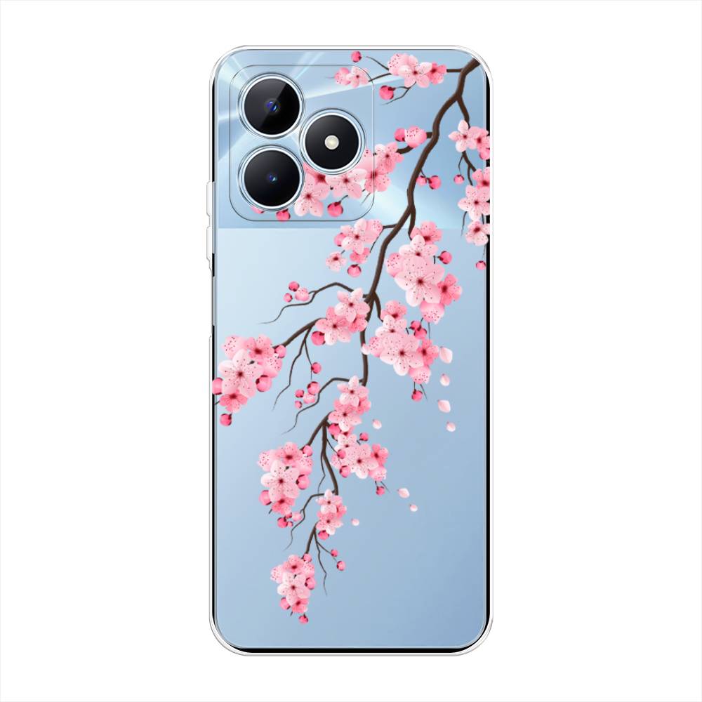 

Силиконовый чехол "Розовая сакура" на Realme C60, Розовый;прозрачный