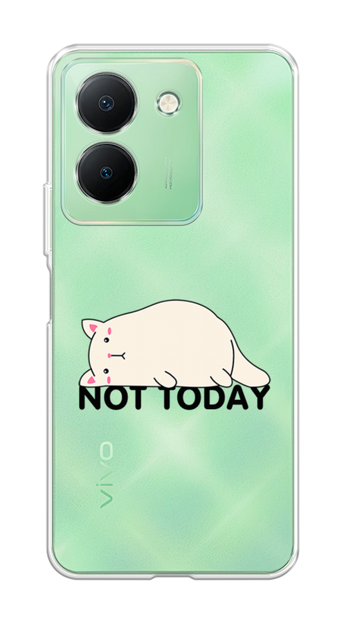 

Чехол на Vivo Y27S "Cat not today", Белый;розовый;черный, 269750-1