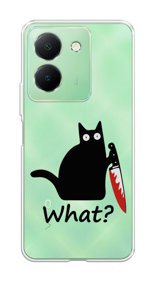 

Чехол на Vivo Y27S "Котик с ножом", Черный;красный, 269750-1