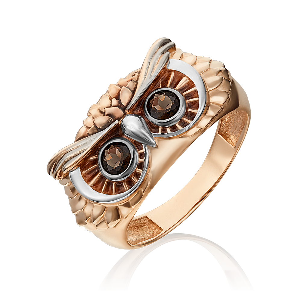 

Кольцо из золота р.17,5 PLATINA jewelry 01-5355-00-202-1110-57, эмаль/раухтопаз, 01-5355-00-202-1110-57