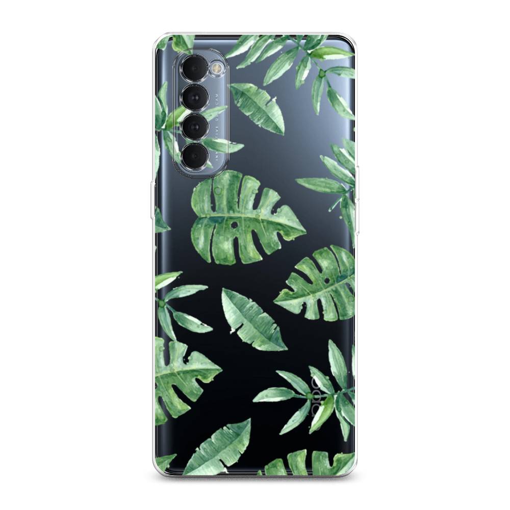 

Чехол Awog на Oppo Reno 4 Pro "Нарисованные пальмовые листья", Разноцветный, 258950-4