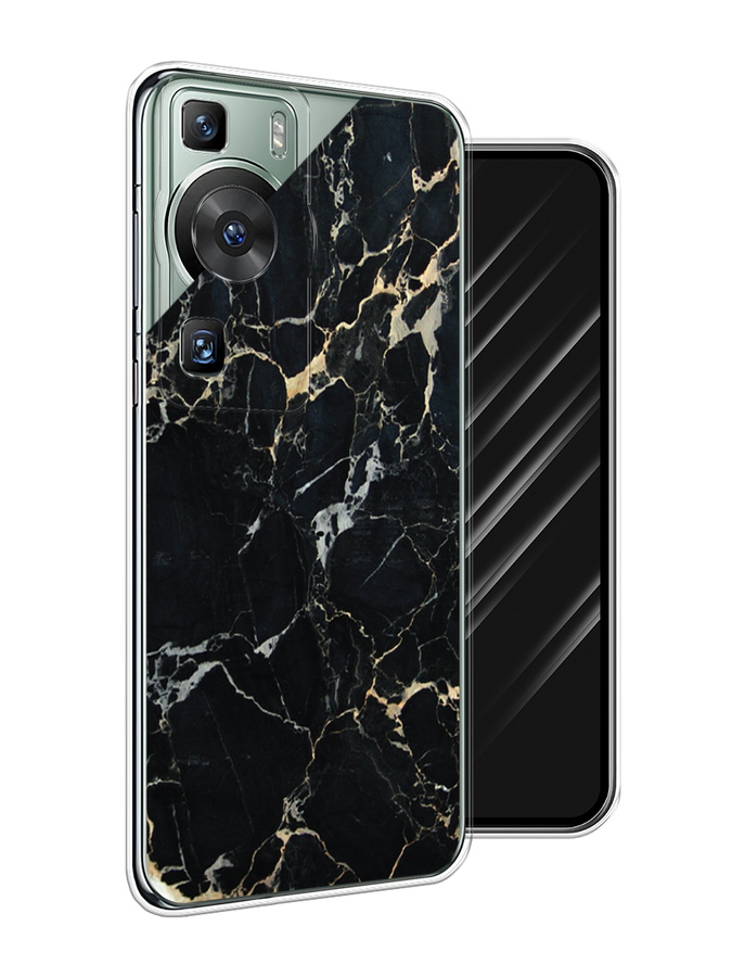

Чехол Awog на Huawei P60/P60 Pro "Черный мрамор уголок", Черный;золотистый, 6121150-3